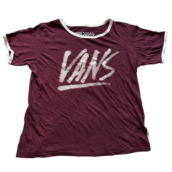 Vans Tops - Vans Maroon/White Graphic Short Sleeve Crop Top- S